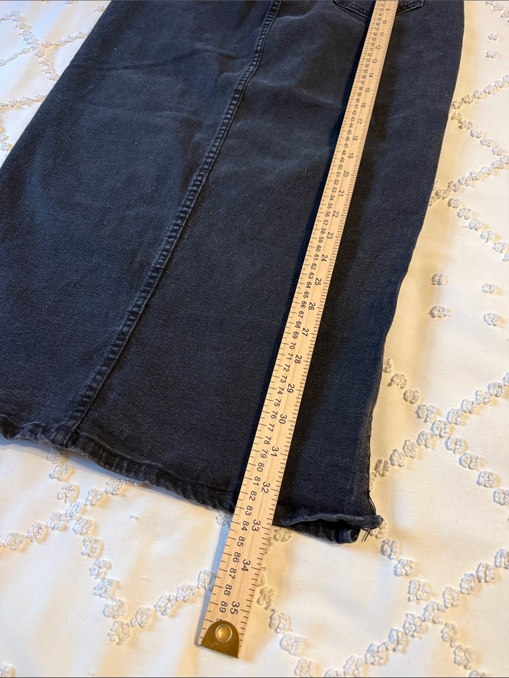 H&M Black Denim Midi Skirt with Front Slit Size Large - Picture 7 of 7
